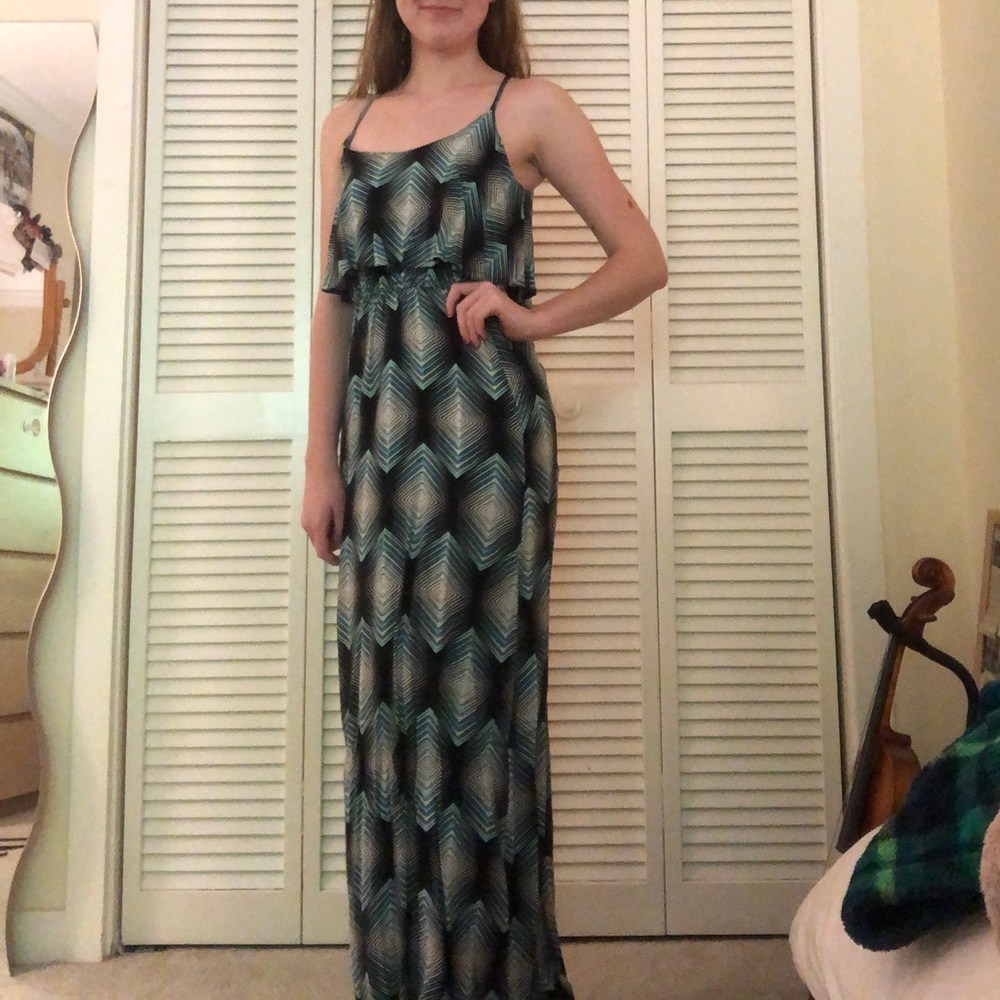 Socialite Blue & Black Pattern Maxi Dress